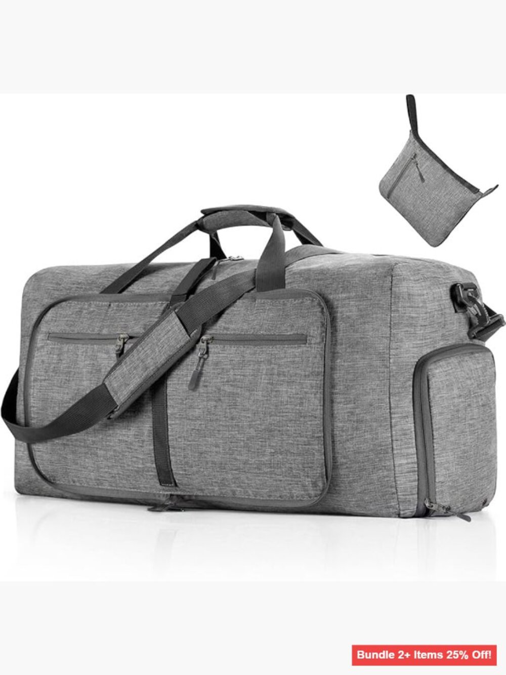 Foldable Travel Duffle Bag 65L Water-Resistant with Shoe Compartment